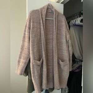 Barefoot Dreams Red & Cream Cozy Chic Cardigan Size Medium